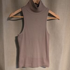 Maeve Beige Sleeveless Turtleneck Tank Top